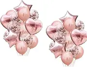 28Pcs Balloon Happy Birthday Party Decorations For Women, Confetti Balloons Star Heart Foil Balloons Wedding Decorations, Helium Ballons Girl Boy Baby Shower (Rose Gold)