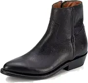 [FRYE] Billy Inside Zip Booties for Women Crafted from Antiqued Pull-Up Leather with Wellington Stitchwork and Piping, Brass Hardware, and Inside Zipper 5 Shaft Height, Black - 8M
