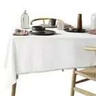 Vintage Design Homewares Gypsy White Fringed Linen Cotton Tablecloth 150 x 300cm