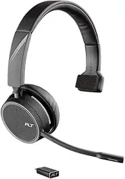 Plantronics Bluetooth Mono Headset 'Voyager 4210 UC' USB-C BT Dongle, SoundGuard Technology, Microphone Boom, Buttons on Headset, Black, One Size