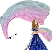 [Generic] Silk Veils for Belly Dance - Colorful Silk Scarf Veils,Elegant Belly Dance Poi Streamer, Gradual Colors Silk Scarf Veil for Flow Arts, Worship and Dance Practice