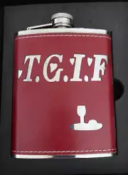 Bey-Berk T.G.I.F. Flask with Stitching One Size 6 oz Leather New Free Shipping