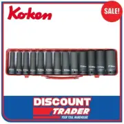 Koken 14208M-6P 1/2″ Square Drive 13 Piece Deep Impact Socket Set Metric 10-27mm