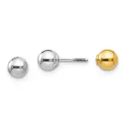 Madi K Kid's Earrings 14k Two-tone Reversible Post Ball Closure, 5 mm