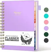 AHGXG Academic Planner 2024-2025, July 2024 - June 2025 Weekly and Monthly Planner 12 Months, 6" X 8.38", Academic Year Calendar Planner with Monthly Tabs, Pocket, Ideal for Office School - Purple