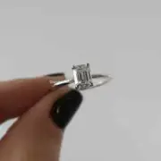 2 CT Emerald Cut Moissanite Solitaire Engagement Ring For Women 14K White Gold
