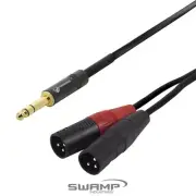 6.35mm TRS to Dual XLR(m) - Headphone Signal Splitter Cable - 2m
