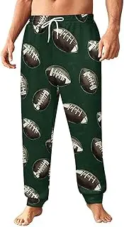 [Generic] Men's Sweatpants, Footballs on Dark Green-32, Polyester Joggers, Sweatpants Jogging Pants for Workout Running