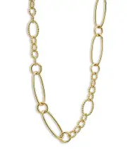 Lagos 18K Yellow Gold Signature Caviar Oval Link Chain Necklace, 34