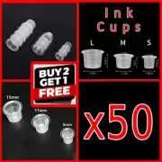 50x Ink Cups Tattoo Microblading Pigment Plastic pots ink holders cap Make up