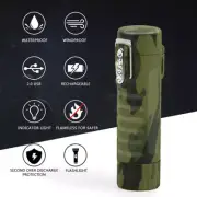 Cigar Lighter Dual Arc Plasma Windproof Lighters USB Rechargeable Flashlight