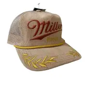 Miller High Life Retro Tan Corduroy Rope Trucker Adjustable Snapback Hat OSFM