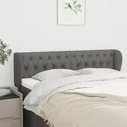 Upholstered Headboard with Ears, Dark Grey Fabric, 147cm Wide, Adjustable Height for Bed Frame