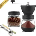 Manual Coffee Grinder, Black Hand Burr Coffee Grinder with Ceramic Conical Burr
