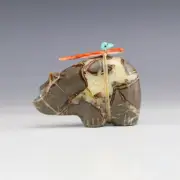 NATIVE AMERICAN ZUNI SEPTARIAN NODULE BEAR FETISH BY LELAND BOONE & DAPHNE QUAM