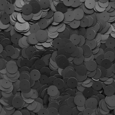 10mm Flat Sequin Paillettes ~ Black Matte Silk Frost~ Made in USA.