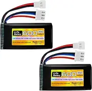 2PC 7.4V 600mAh 35C 2S Lipo Battery with Molex Plug Suitable for FMS FCX24 RC Cars, Trucks, Remote Control Electric Climbing Vehicles FCX24 Batteries