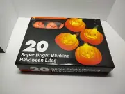 Vintage Tony Halloween 20 Pumpkin Super Bright Blinking Halloween Lites Set