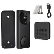 Black Wireless Doorbell Camera HD Video Night Vision 2-Way Audio for ULooka