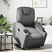 Grey Faux Leather Stand Up Recliner Chair Massage - Comfortable Reclining Chair for Living Room, Reading, Lazy Room Furniture & Comfy Spaces