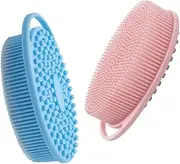 COOLHIYA Fine Workmanship Body Scrubber Two-sided Shower Brush Exfoliating Silicone Easy to Hold