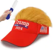 Trump Hat 2025 - MAGA Hat with Trump Costume Hair, Wig Hat Embroidery Adjustable