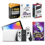 Nintendo Switch White OLED Console with Pokemon Violet and Gaming Kit