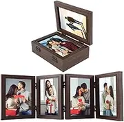 Hinged Picture Frames,Foldable Photo Frame,Folding Frame,Glass Photo Frame,with 180° Foldable Desk Picture Frame Dustproof Easy Loading Hinged Photo Frames for Collage Home(6inch)
