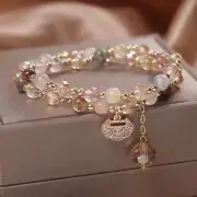 Natural Crystal Bracelet Women's Safety Lock Multi-Layer Crystal Bracelet