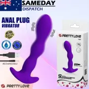 PRETTYLOVE Vibrating Anal Plug Butt Anal Beads Dildo Dong Silicone Adult Sex Toy