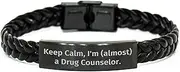 [Generic] Keep Calm, I'm (almost) A Drug Counselor., Gifts from Men to Drug Counselor, Braided Leather Christmas Unique Gifts, Small, Leather, no gemstone