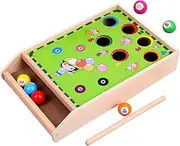 Happyyami Boys and Girls Pool Table Game Set Family Party Toy Mini Billiards Table Game Rack Stress Ball Kit