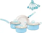 Non-Stick Pots and Pans Set 13-Piece Kitchen Utensil Set Kitchen Cookware for Friends and Family Blue