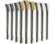 9pcs Mini Wire Brush Set 7 Inch Scratch Wire Bristles Brush Set Rust Paint Metal Cleaner Steel Nylon Brass Brush for Cleaning Welding Slag and Rust Cleanin