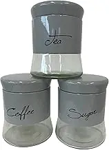 The House of Florence Glass Canister Set of 3 Soft Grey
