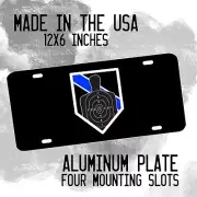 Thin Blue Line Law Enforcement Firearms Instructor Aluminum License Plate