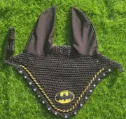 BATMAN HORSE EAR BONNET/NET/HOOD/MASK FLY VEIL BREATHABLE COTTON CROCHET STUNNER