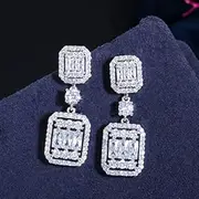[Generic] Dangle Drop Cubic Zirconia Crystal 18k Yellow Earrings For Women Wedding Jewelry