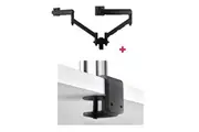 Atdec AWMS-2-D13 Dual 690mm Dynamic Monitor Arms + 135mm Post / 8kg (17.6lb) Flat and Curved Screens + F Clamp Desk Fixing, Black