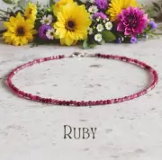 Natural Ruby Anklet 2mm Faceted Beads Healing Crystal Women Jewelry Summer Gift