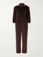 [Rivet Utility] Rivet Utility - Charmer Stretch-cotton Corduroy Jumpsuit - Light brown - large large Brown