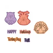 Sizzix Framelits Die Set 11PK w/Stamps - Fall Pudgies - Stephanie Barnard 663121