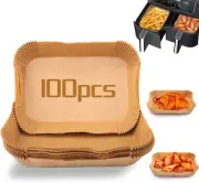 100Pcs Baking Paper Liners for Air Fryers - Rectangular Baking Sheets for Ninja
