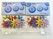 FAB FLOWERS DAISIES by Dress It Up Lot (2) Pkg. (14) Flowers 1-3/8” Mod 70’s