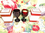 2 Avon Ruby Red 1876 Cape Cod WINE GOBLET Candle Holder+2 Bayberry Candlette NIB