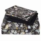 JSD Black Paisley Floral Printed Sheet Set King Size 6 Piece, Soft Pattern Mi...