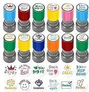 Teacher Stamps, Stamps for Teacher, Teacher Reward Stamps, Portable Colorful Stamps School Supplies for Homework, School Prizes, Assessments, 12 Pack