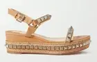 Christian Louboutin Pyraclou 60 Cuir Brown Platform Wedge Sandal Heel Pump 35