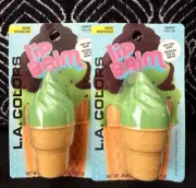 2pk LA COLORS MINT CHIP FLAVOR C68836 TWISTTOP ICE CREAM CONE LIP BALM CHAPSTICK