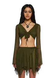 [Current Mood] Spell Catcher Skirt Set-Green